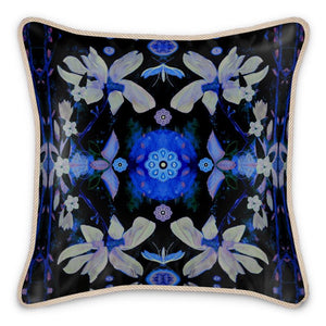 Magnolia & Moon Silk Cushion in Ultramarine