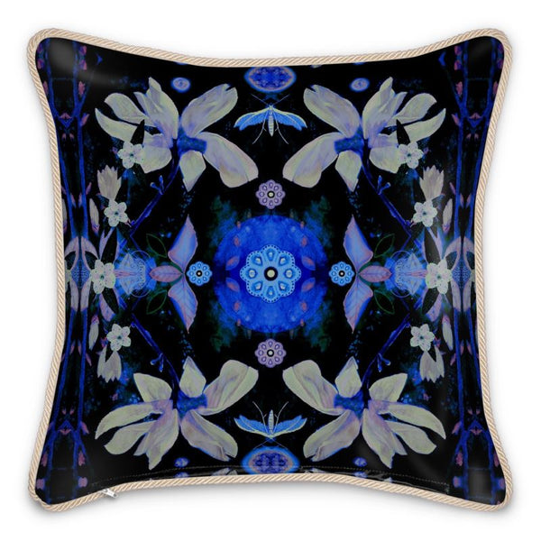 Magnolia & Moon Silk Cushion in Ultramarine